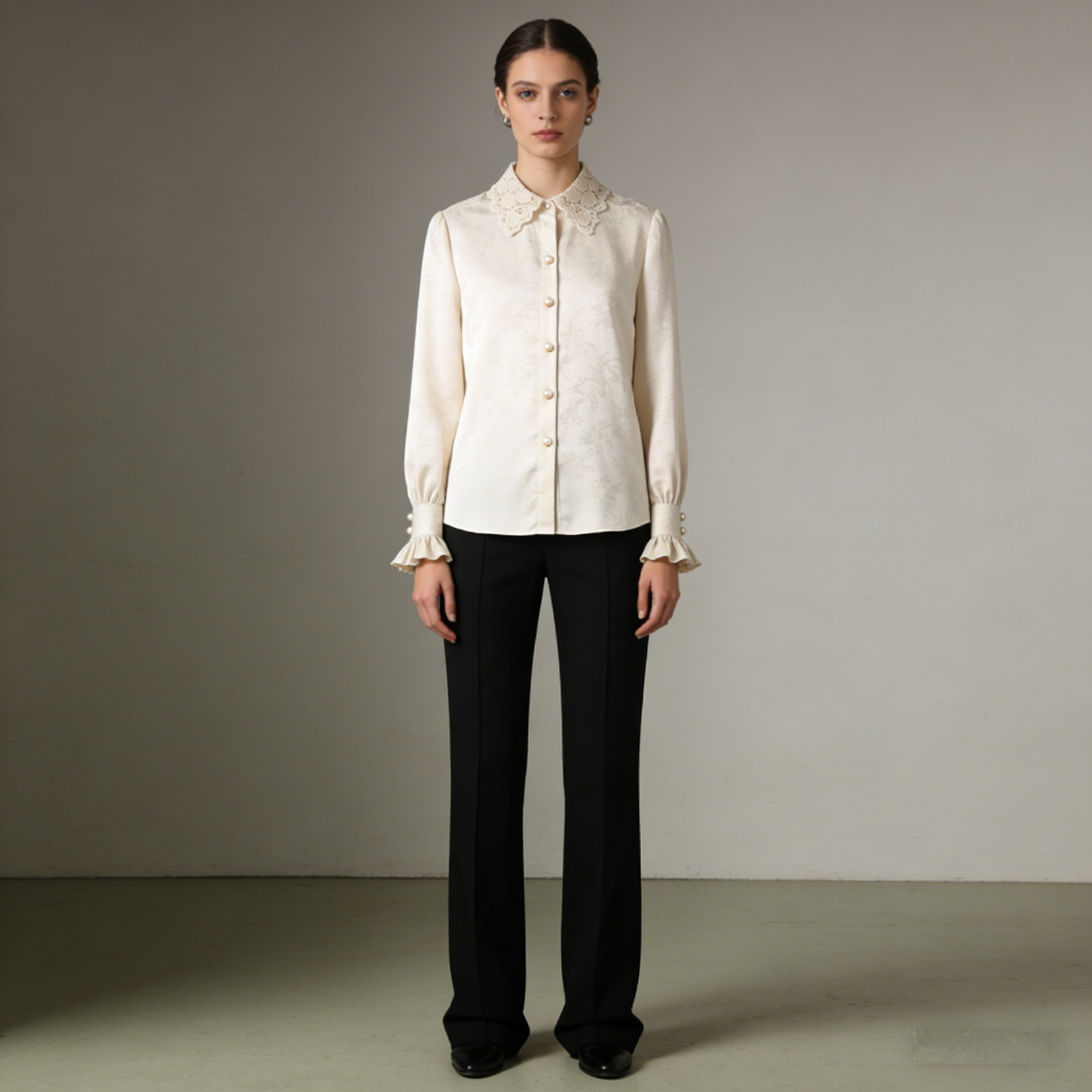 Seraphina Lace Collar Satin Blouse: The Vintage Victorian Dream Shirt