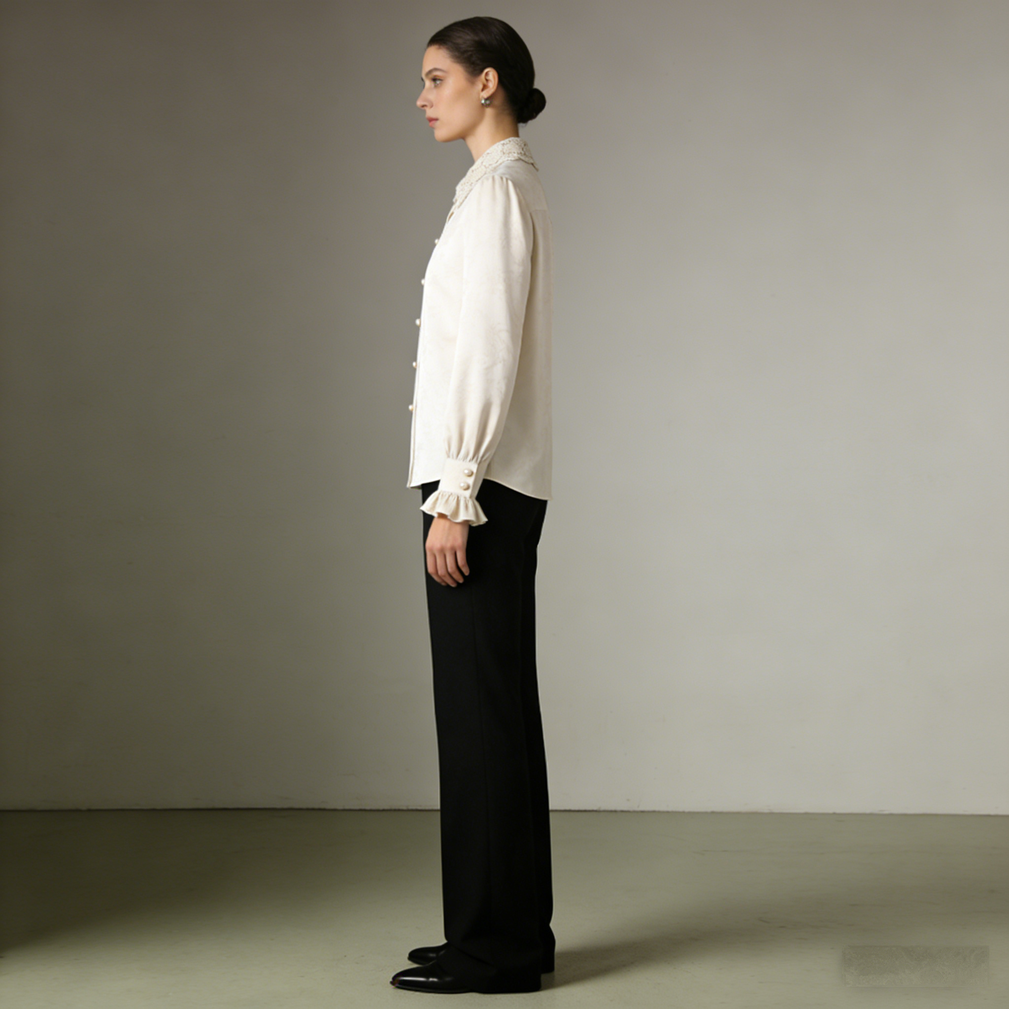 Seraphina Lace Collar Satin Blouse: The Vintage Victorian Dream Shirt