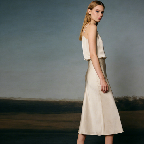 Lumiere Satin A-Line Maxi Skirt: The Liquid Luxury Bottom